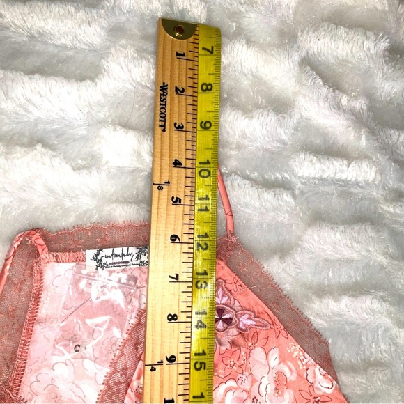 Free People Intimates Size Medium Peach Floral Satin & Lace Top Romance - Picture 11 of 12